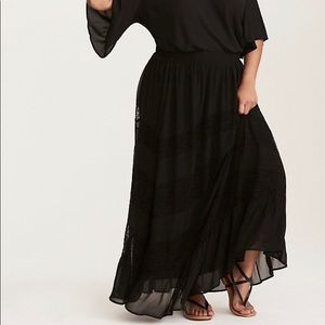 Torrid Black Maxi Skirt with Lace Detail